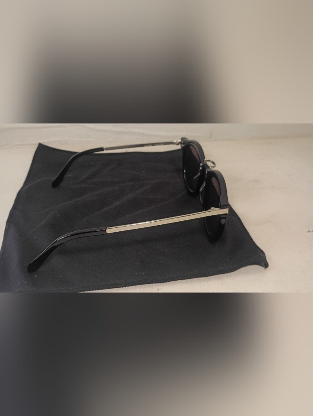 Karen Walker Black Round Sunglasses with Gold Accents - Picture 6 of 12